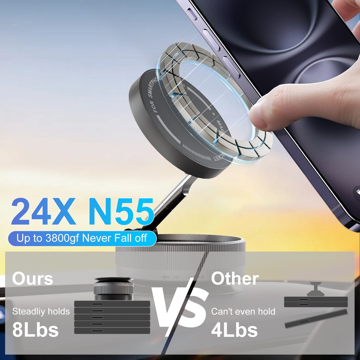 Phone Holders for Your Car Magnetic, 360 Degree Rotation, Air Vent Magnetic Phone Mount, Upgraded Strongest Magnet Power, Compatible with iPhone, Samsung, Google Pixel, Motorola Moto, Black