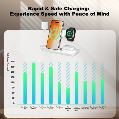 3 in 1 Wireless Charger for iPhone 16 15 14 13 12 11 8 Pro Max X XR XS,,Magnetic Charging Station for Samsung Galaxy for AirPods 3 2 Pro Apple Watch Fast Charger (White)