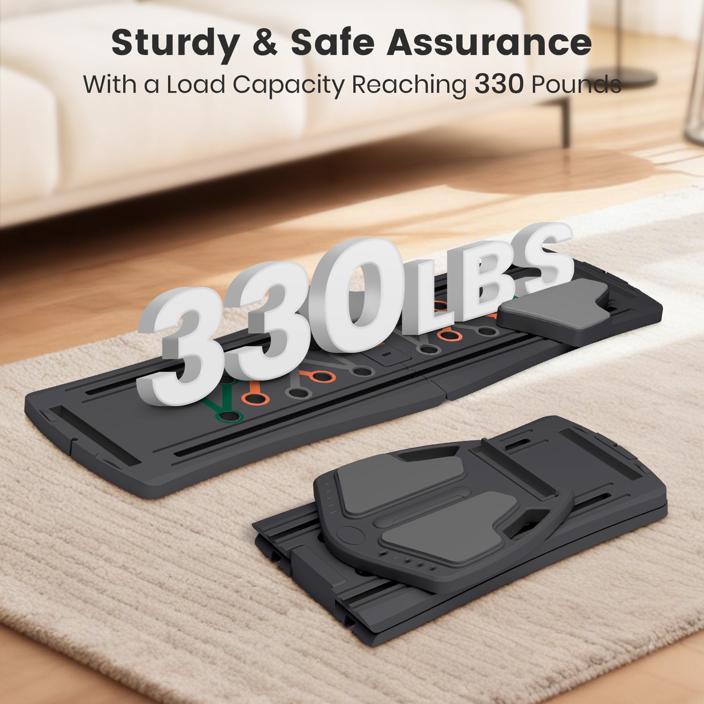 RICAN 7 in 1 Foldable Pilates board, Pilates Reformer Set with 330LBS, Portable Home Pilates for Women Workout, Fitness, Exercise, Abs, Black