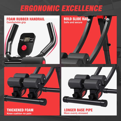 BAOKALER Dual Track Ab Machine, Ab Workout Equipment for Home Gym, Height Adjustable Ab Trainer Exercise Equipment, Foldable Fitness Equipment, Core & Abdominal Exercise and Strength Training