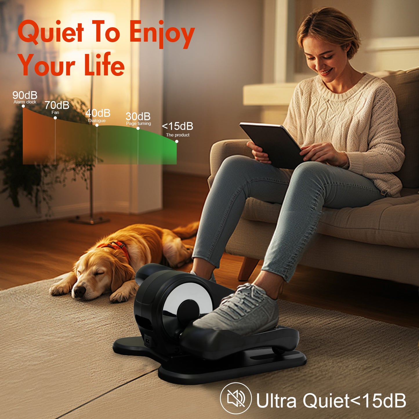 RICAN Under Desk Elliptical Machine, Elipsefit Leg Exerciser While Sitting for Seniors Adults