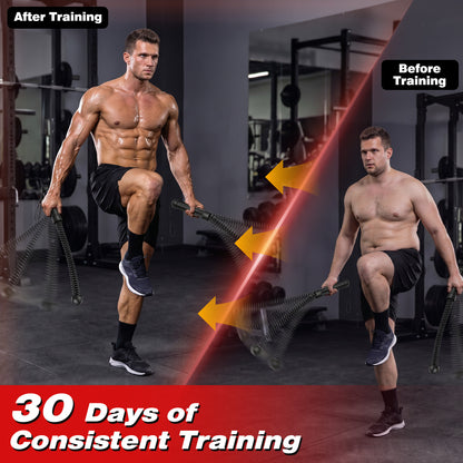 Rican Weighted Ropeless Battle Ropes, 2 PCS Cordless Sticks for HIIT Cardio & Full Body Strength Training, Portable Home Gym Equipment