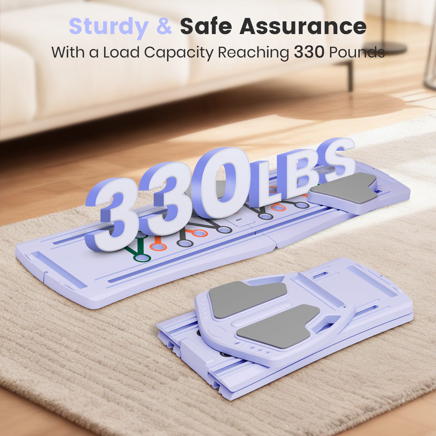 RICAN 7 in 1 Foldable Pilates board, Pilates Reformer Set with 330LBS, Portable Home Pilates for Women Workout, Fitness, Exercise, Abs, Purple