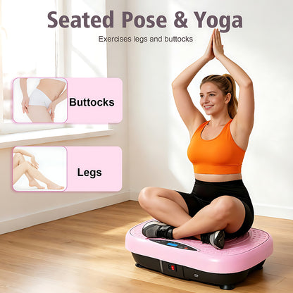 RICAN Vibration Plate Exercise Machine with Bluetooth, Resistance Bands, Loop Bands & Remote Control for Weight Loss Fat Burner, Pink