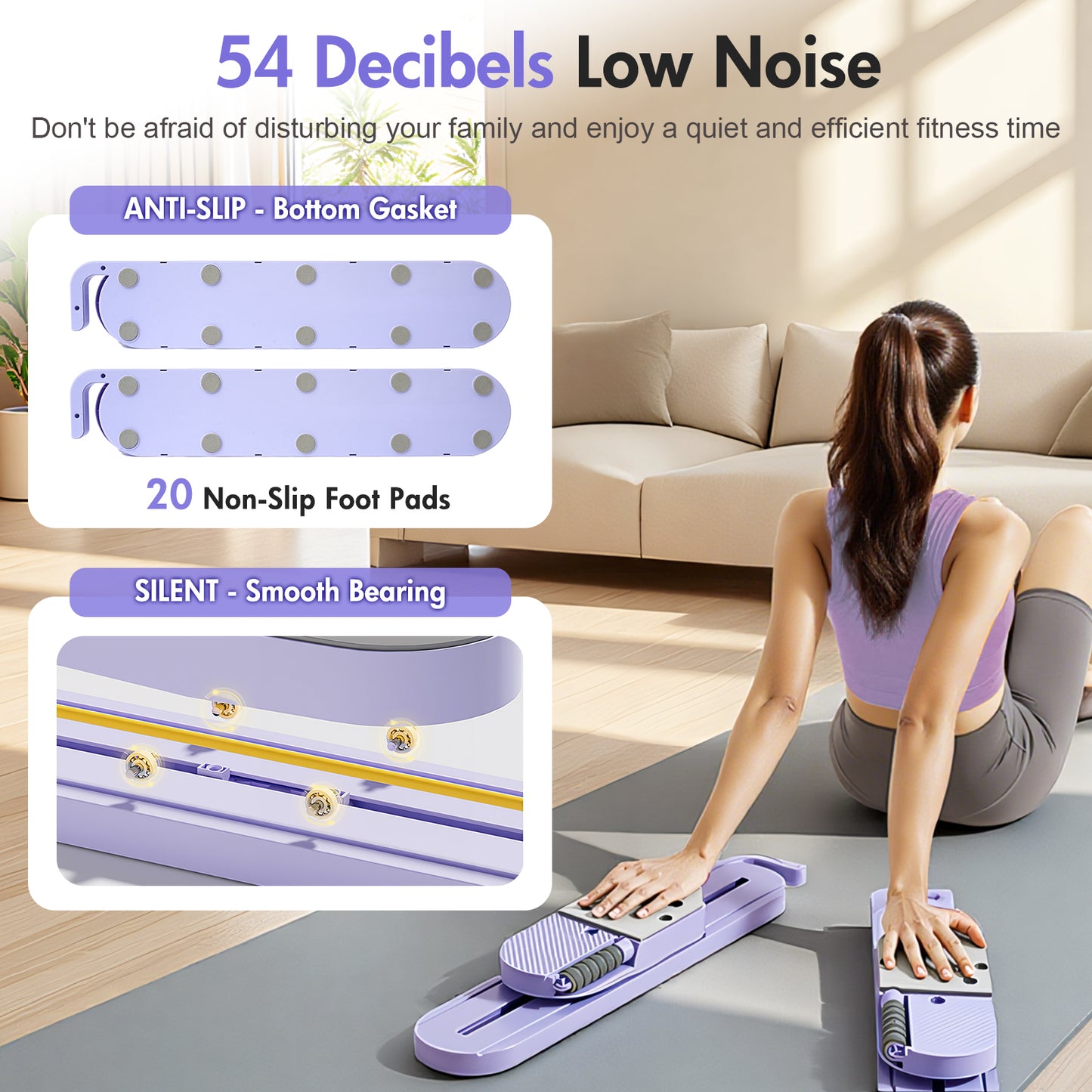 Pilates Reformer Board, Multifunctional Abdominal Board, Removable Abdominal Trainer for Home, Sliding Workout Equipment with Knee Protected