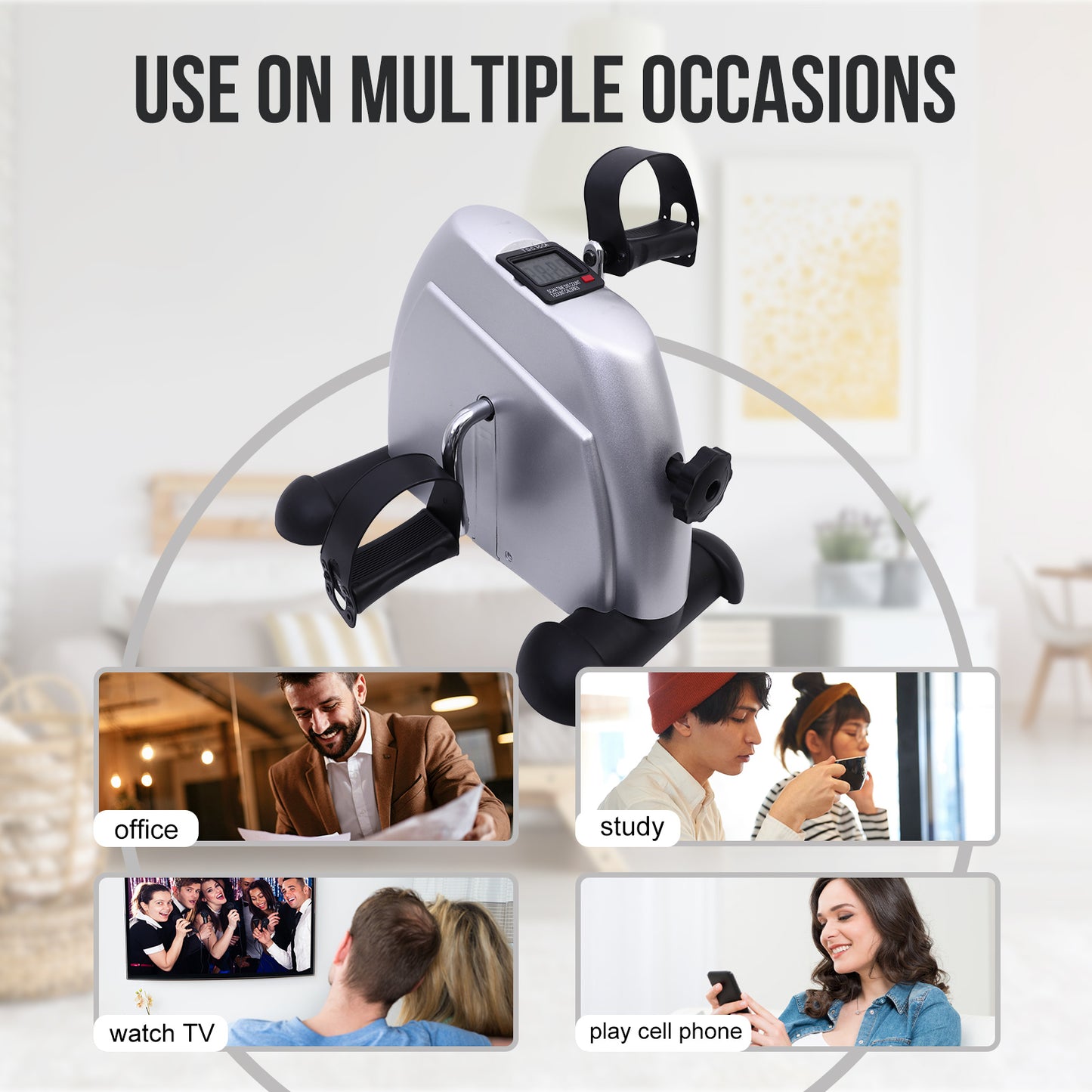 Under Desk Bike Pedal Exerciser Mini Exercise Bike, Portable Foot Cycle Arm & Leg Peddler Machine with LCD Screen Displays