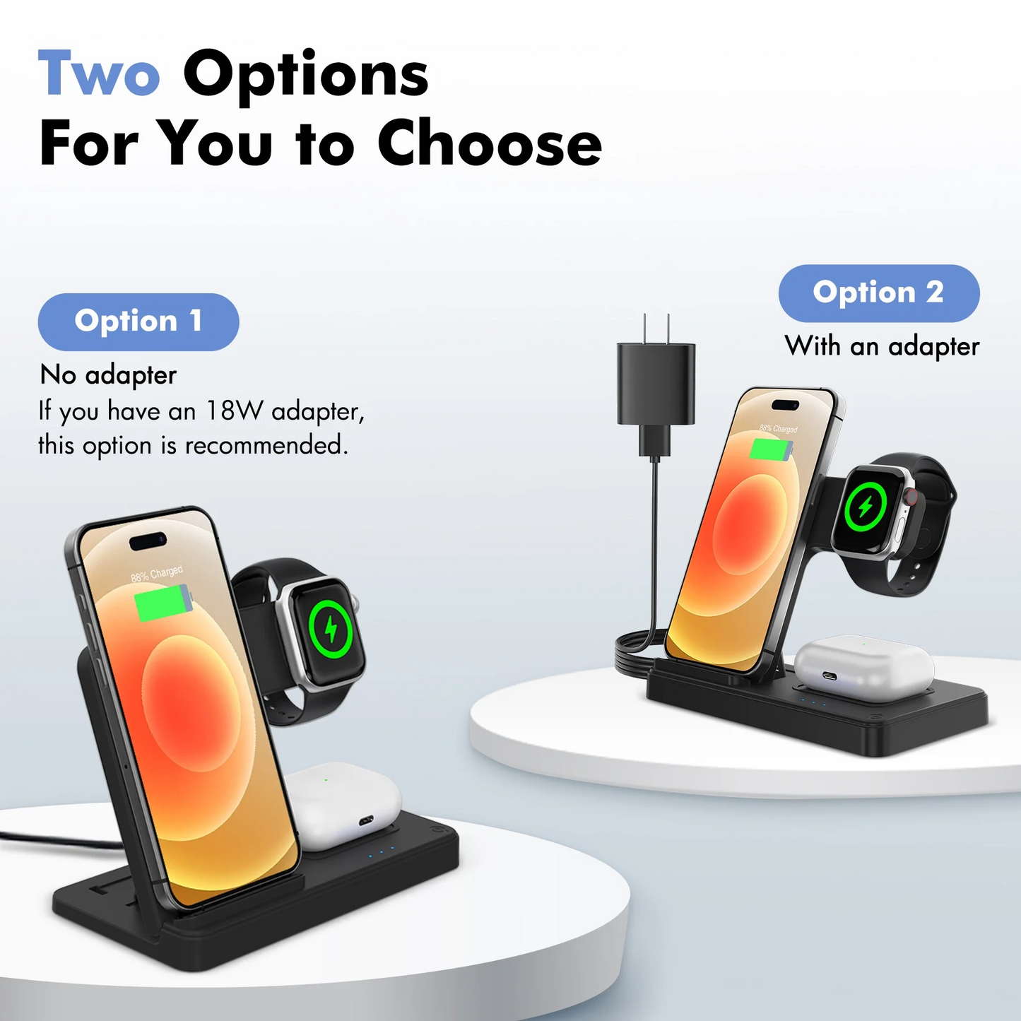 Wireless Charger,Wireless Charging Station Magnetic Fast Charging Stand Compatible with iPhone 17 16 15 14 13 12 11 Pro Max Plus XS XR X 8, For Apple Watch and AirPods 3 2 Pro