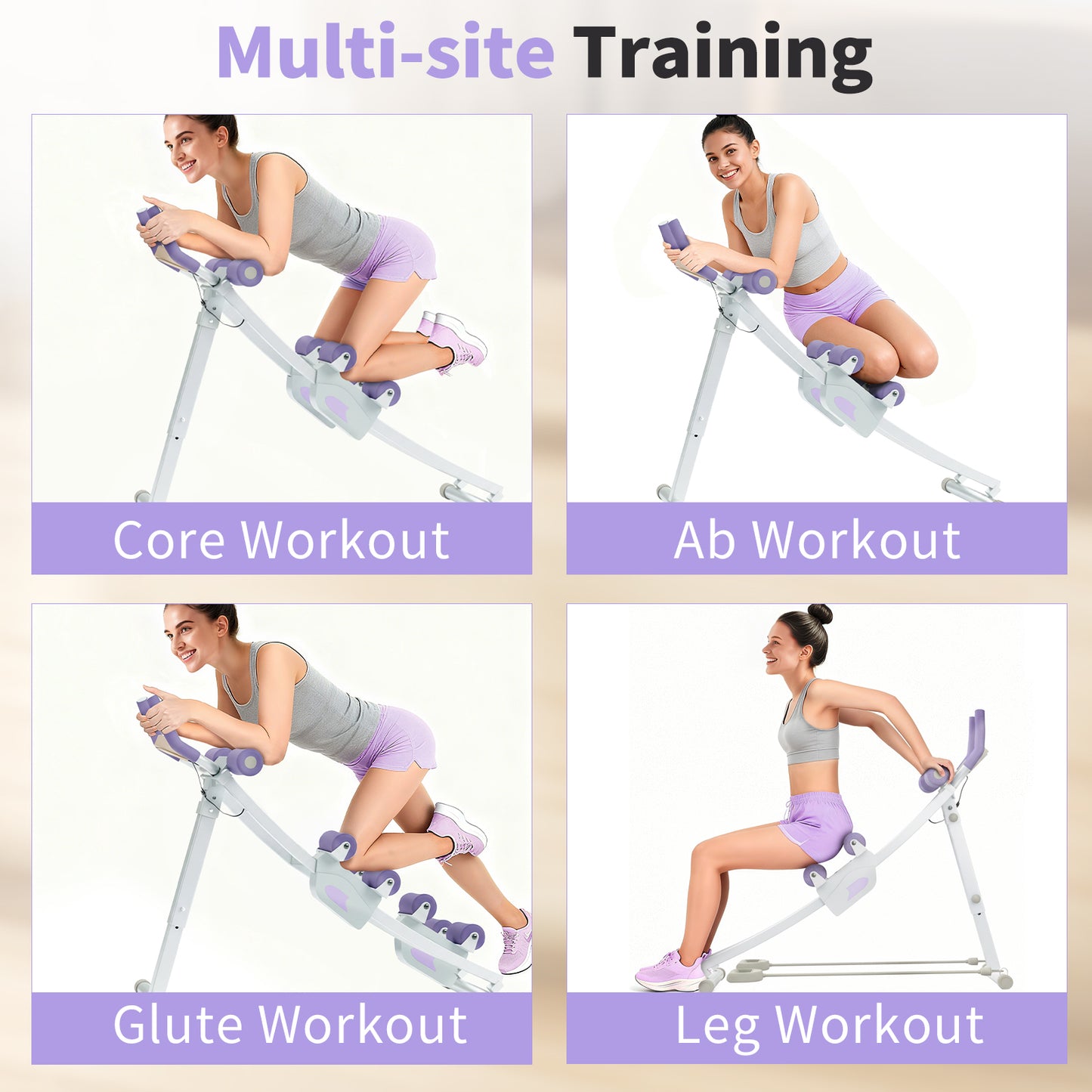 RICAN Ab Fitness Crunch, Abdominal Workout Machine for Glider Roller and Pushup with Headrest, Strength Training Exerciser for Core Strength and Plasticity, Ideal for Home Gym Office