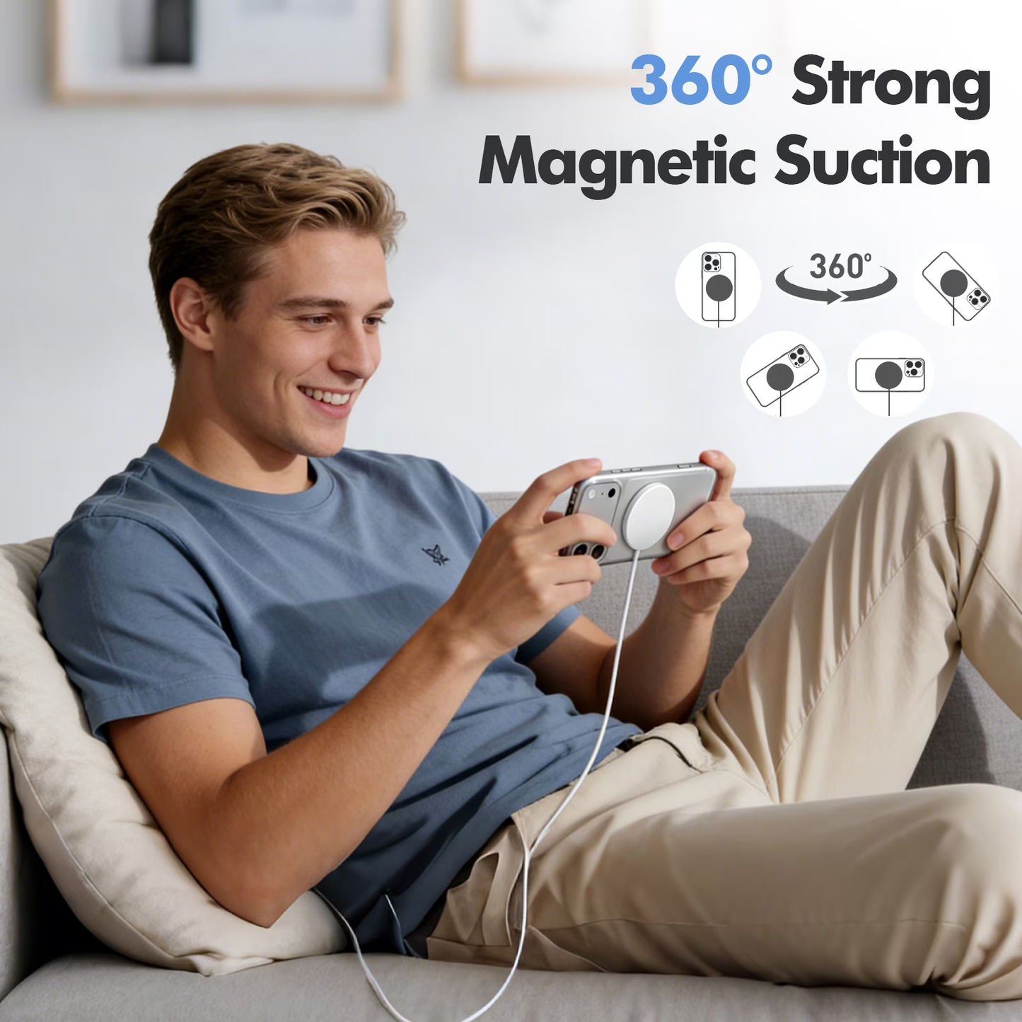 Magnetic Wireless Charger, 25W Fast Wireless Charger Compatible for iPhone 17/16/15/14/13/12,AirPods,Compact Portable Travel Friendly Pad (White)