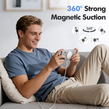 Magnetic Wireless Charger, 25W Fast Wireless Charger Compatible for iPhone 17/16/15/14/13/12,AirPods,Compact Portable Travel Friendly Pad (White)
