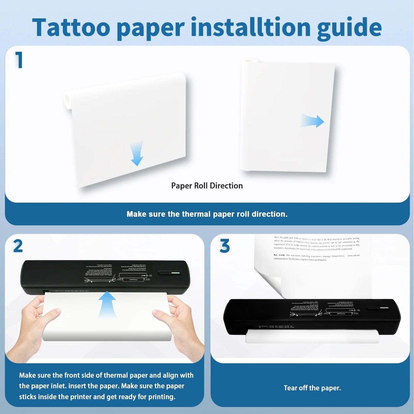 Thermal Printer, A4 Wireless Printer, Bluetooth Printer Compatible with IOS and Android, for Phone and Laptop, Monochrome for Travel, Mobile Office, School, Home, Portable Printer all in one