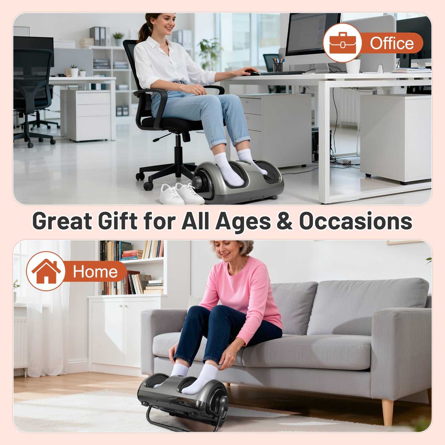 BAOKALER Foot Massager with Heat & Shiatsu For Plantar Fasciitis, Pain Relief & Heat Therapy, Deep Kneading Massage for Leg/Calf/Ankle, Ideal for Family and Friends, Black