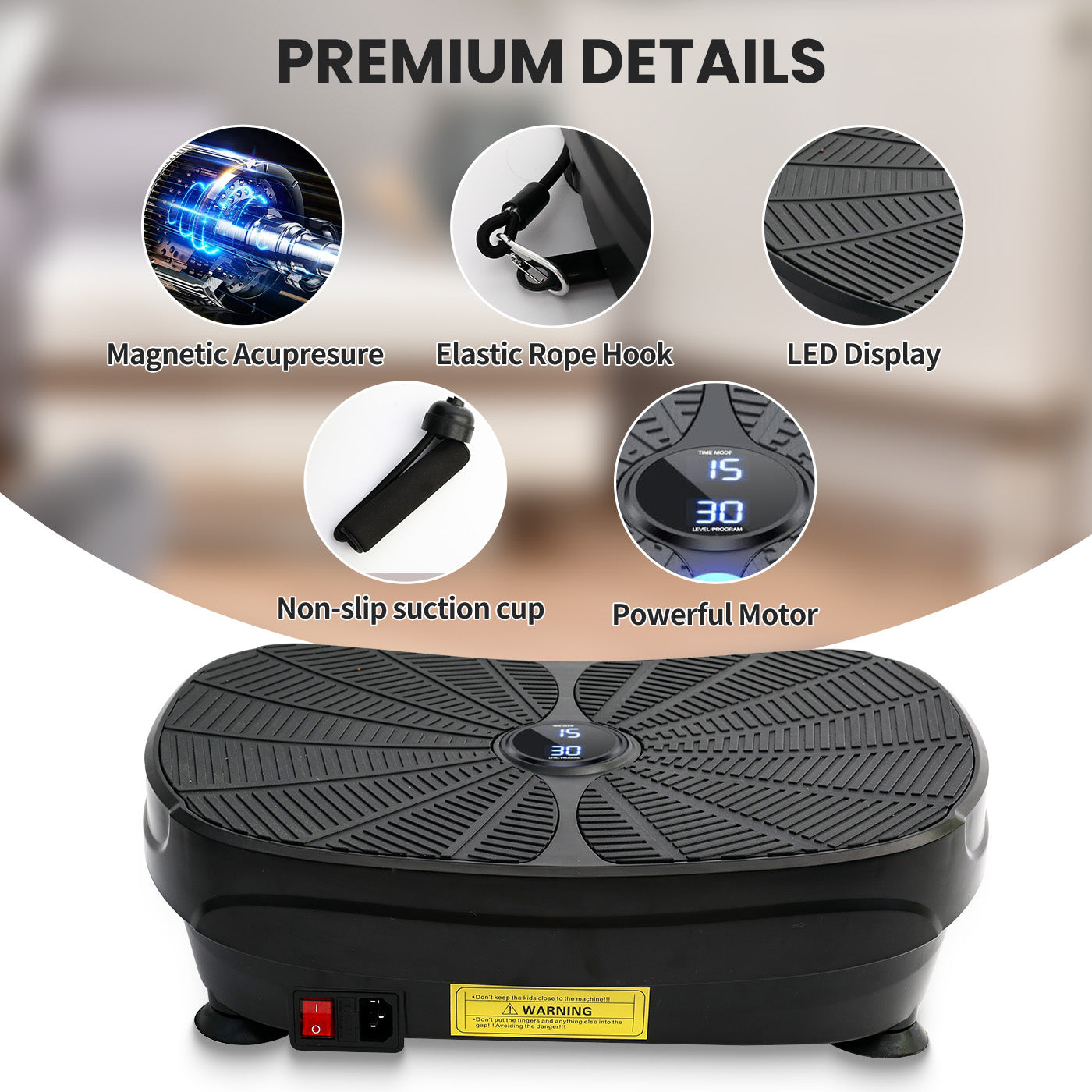 Vibration Plate Exercise Machine, Lymphatic Drainage Machine, Whole Body Workout Resistance Bands, Remote Control for Home Weight Loss and Training