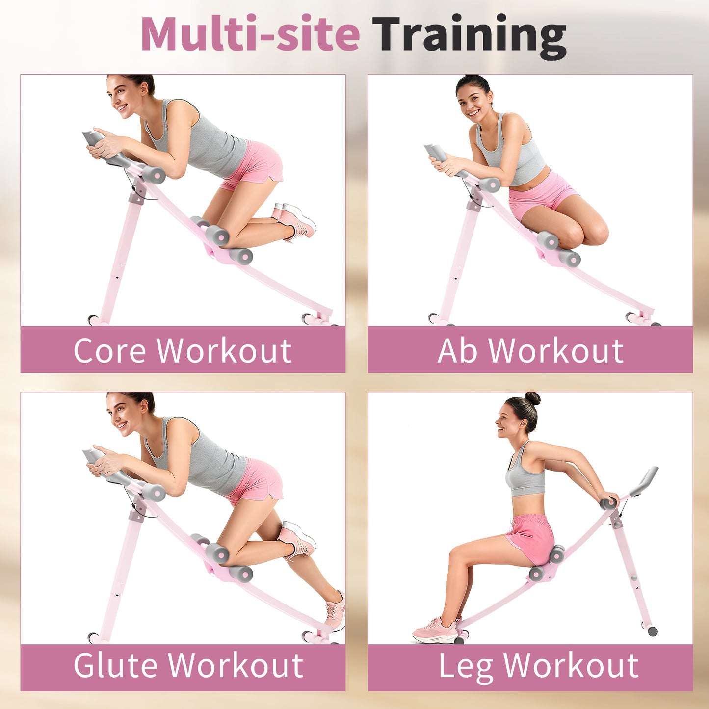 Ab Machine, Foldable Ab Trainer, Strength Training Crunch Trainer Adjustable for Core Workout & Fitness