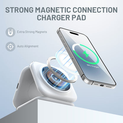 Wireless Charger, Charging Station for iphone 16 15 14 13 12 11, 15W Fodable Charging Pad for iWatch 10 9 8 7 6 5 4 3, 3 in 1 Magnetic Charger for AirPods 4 3 2, White