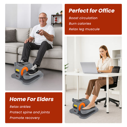 Under Desk Elliptical, Leg Exerciser for Seniors Fuly Assembled, Quiet & Portable Electric Seated Pedal Exerciser Adjustable Speeds, Gray