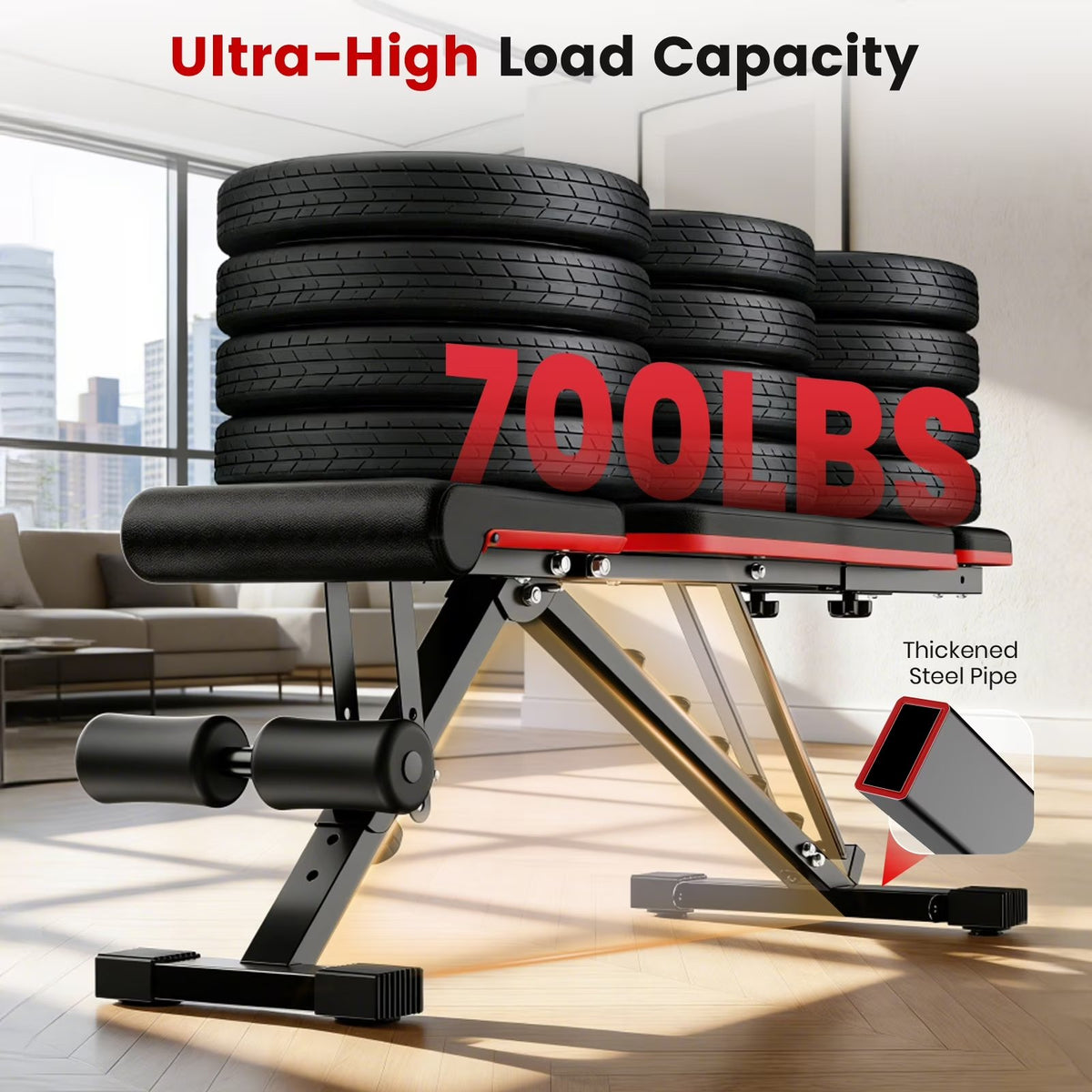 Adjustable Weight Bench, 3 in 1 Workout Bench, Foldable Workout Bench for Adult, Strength Training Bench for Full Body Workout with 800lbs Weight Capacity