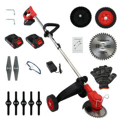 Electric Weed Eaters,Weed Trimmer Adjustable length with Silent Motor,3 in 1 21V 800W Grass Trimmer,Lawn Edger/Weed Wackers for Lawn Garden Pruning Trimming,3 Types Blades and 2 Batteries