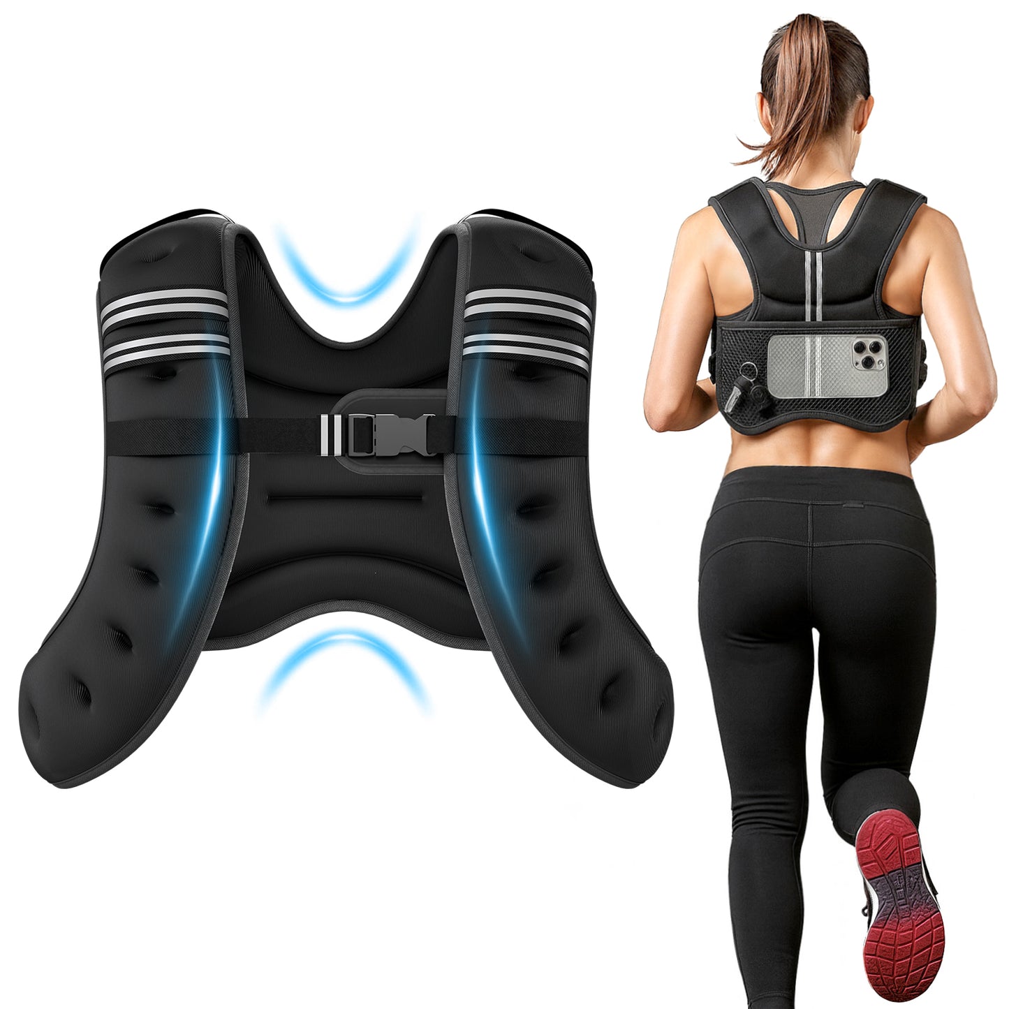 BAOKALER Weighted Vest for Fitness, 6lb with Reflective Strips£¬ Ideal for Men & Women, Strength Training, Running, Muscle Building & Weight Loss