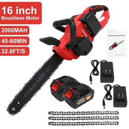 E-commerce Giant 16" Cordless Chainsaw, 42V Battery Powered Brushless Chainsaw Kit for Tree Trimming, 1350W