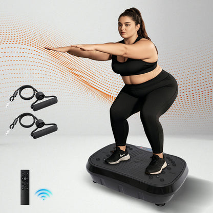RICAN Vibration Plate Exercise Machine, Full Body Workout Platform with Loop Bands & Remote Control for Home Fitness, Weight Loss & Muscle Toning, Vibrating Stand Shake Board, Black
