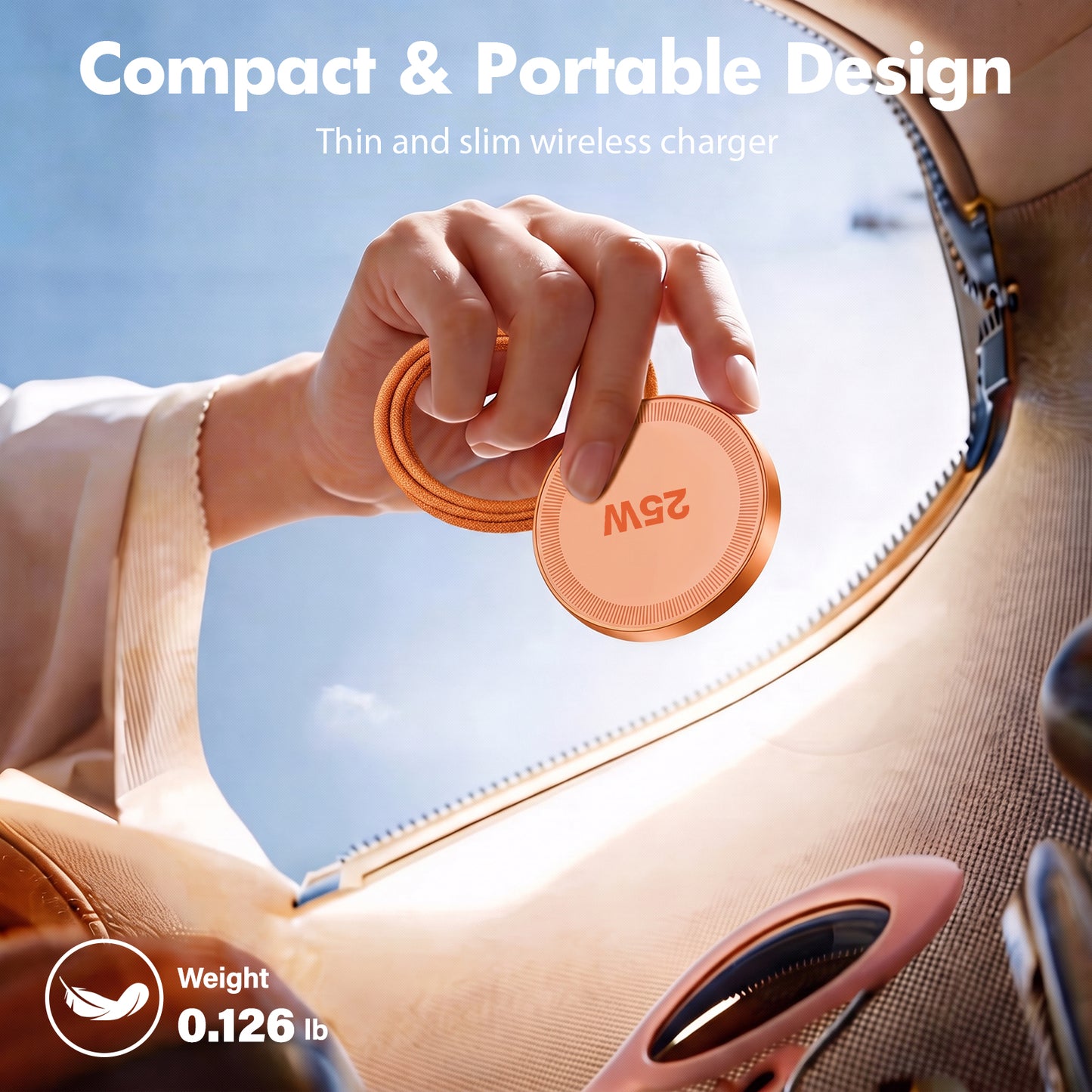Magnetic Wireless Charging Pad, 25W Ultra-Thin Fast Wireless Charger for iPhone 17/16/15/14/13/12 & AirPods, Portable Travel Charging Mat