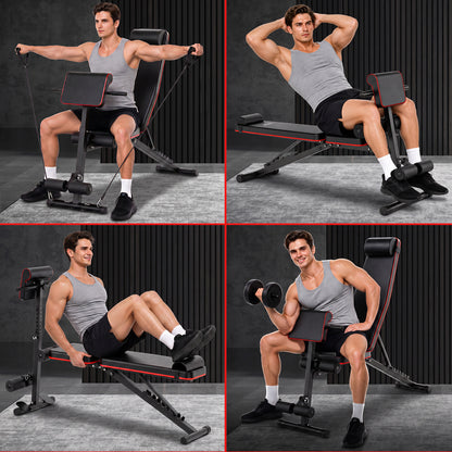 Adjustable Weight Bench Multifunctional Workout Bench for Full Body Exercise Home Gym with Accessories Ideal for Strength Training