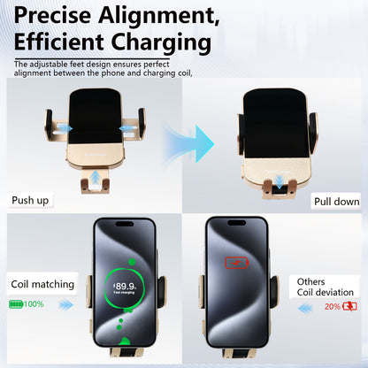 Wireless Car Charger,15W Fast Charging Auto-Clamping Car Charger Phone Mount Air Vent Cell Phone Holder for iPhone 17/16/15/14/13/Pro/12 pro/12/11,Samsung Galaxy S23/S22/S21/S20,etc