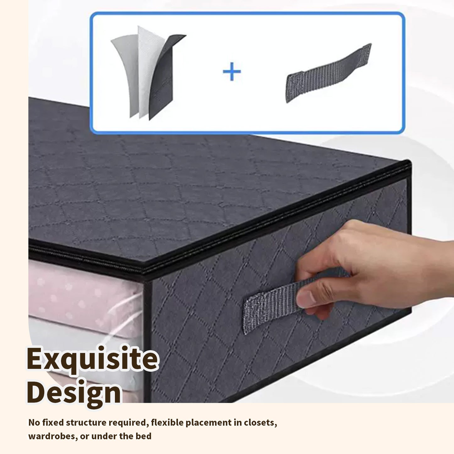 6 Pack Under Bed Storage Bags with Reinforced Handles, 45L Visible Underbed Clothes Storage, Breathable Non-woven Closet Storage for Blanket, Pillows, Comforters and Quilts