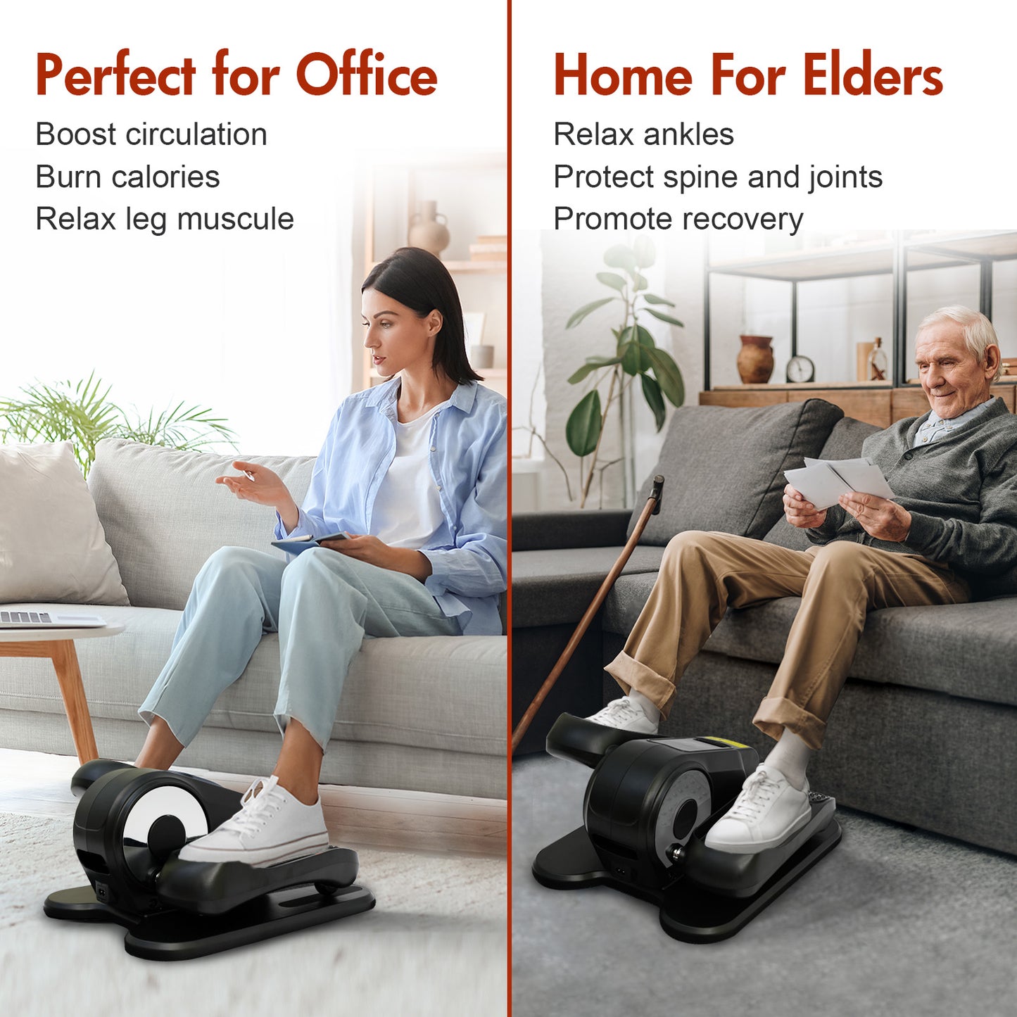 RICAN Under Desk Elliptical Machine, Elipsefit Leg Exerciser While Sitting for Seniors Adults