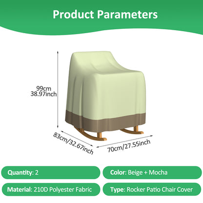 Baokaler Outdoor Furniture Covers, 600D Heavy Duty Waterproof Outdoor Chair Covers 2 Pack for Patio Garden, Beige&Mocha