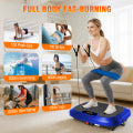 RICAN Vibration Plate Exercise Machine, Full Body Vibration Platform with 2 Loops & 5 Resistance Bands for Wellness and Fitness, Blue