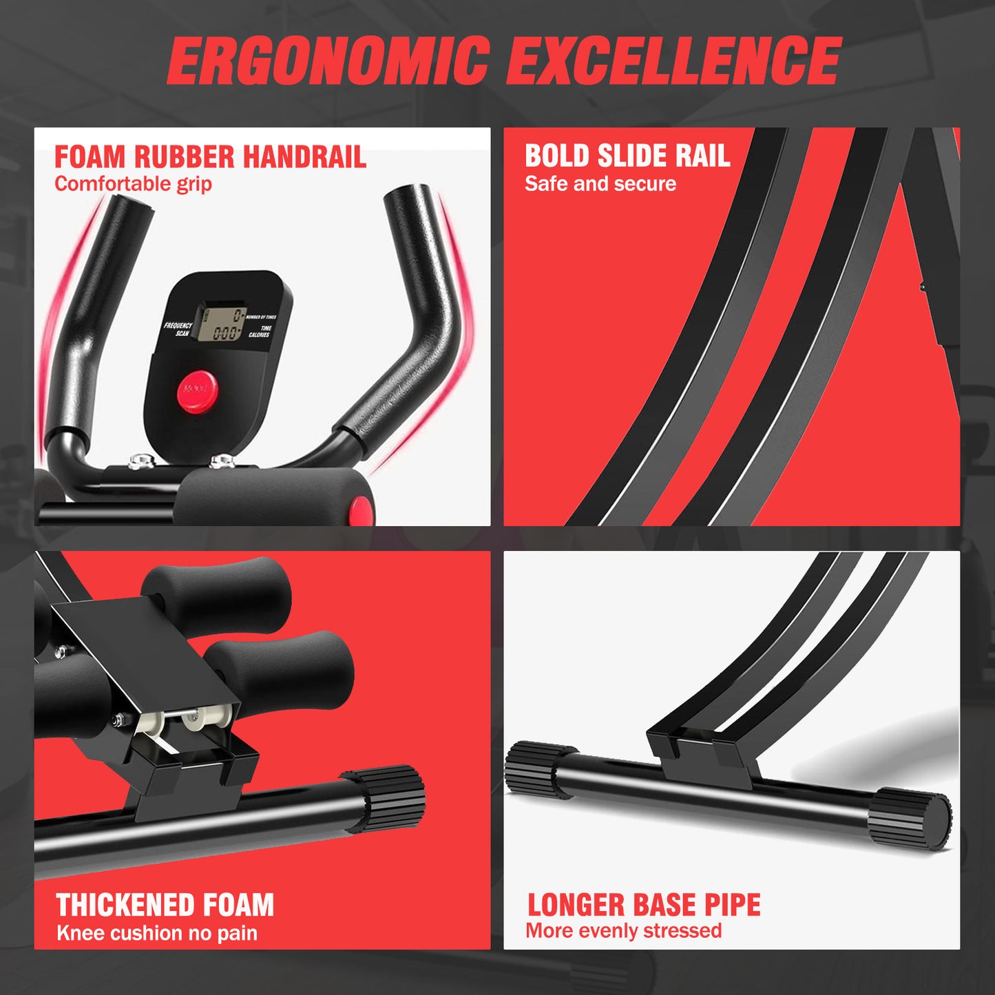 ALSO GO Ab Workout Equipment, Foldable Ab Machine Full Body Workout for Home Gym, Adjustable ab Trainer, Strength Training Exercise, Core & Abdominal Trainers, Max 440lbs with LCD Display