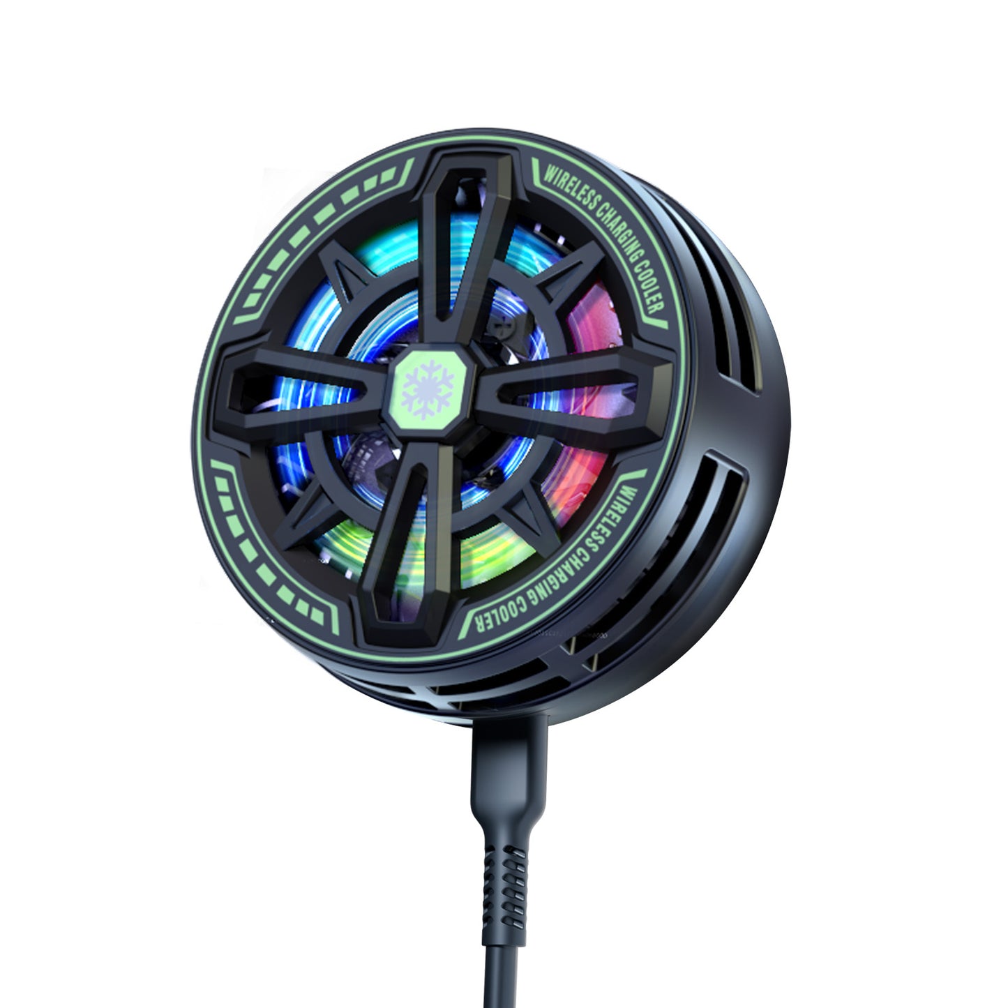 Wireless Charger, Wireless Cooling Charger for iPhone 17 16 15 14 13 12, for AirPods 4 3 2, 10W Wireless Charging Pad with Built-in Fan, Phone Cooler for Gaming, Black