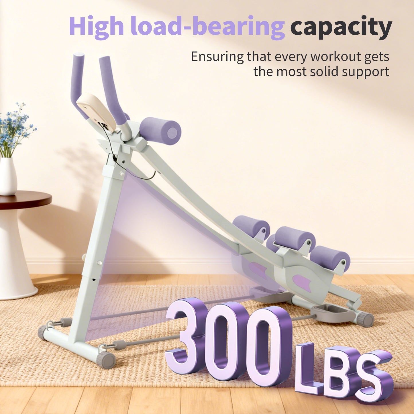 RICAN Ab Fitness Crunch, Abdominal Workout Machine for Glider Roller and Pushup with Headrest, Strength Training Exerciser for Core Strength and Plasticity, Ideal for Home Gym Office