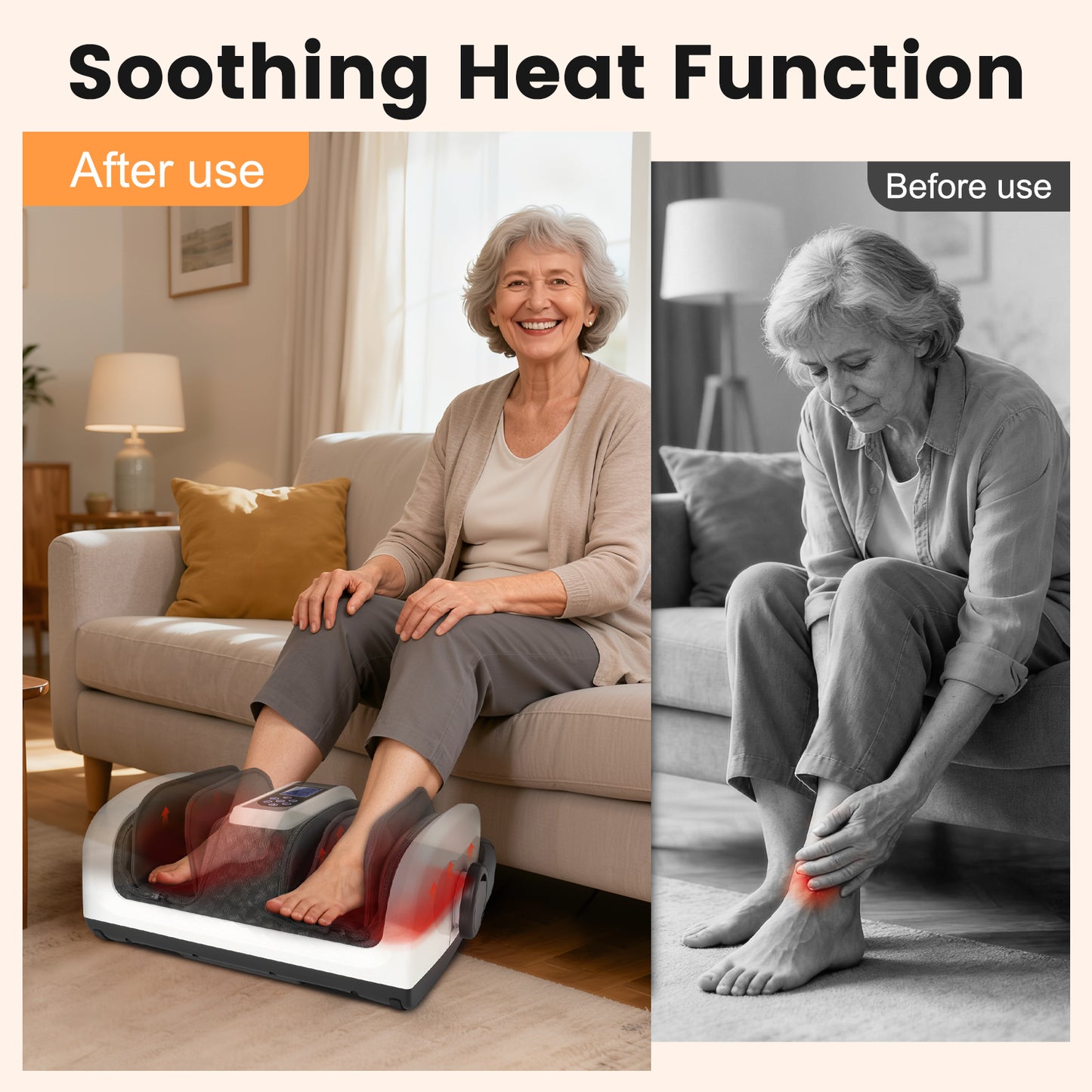 BAOKALER Foot Massager with Heat, For Plantar Fasciitis, Pain Relief & Heat Therapy, Deep Kneading Massage for Leg/Calf/Ankle, Ideal for Family and Friends, Black