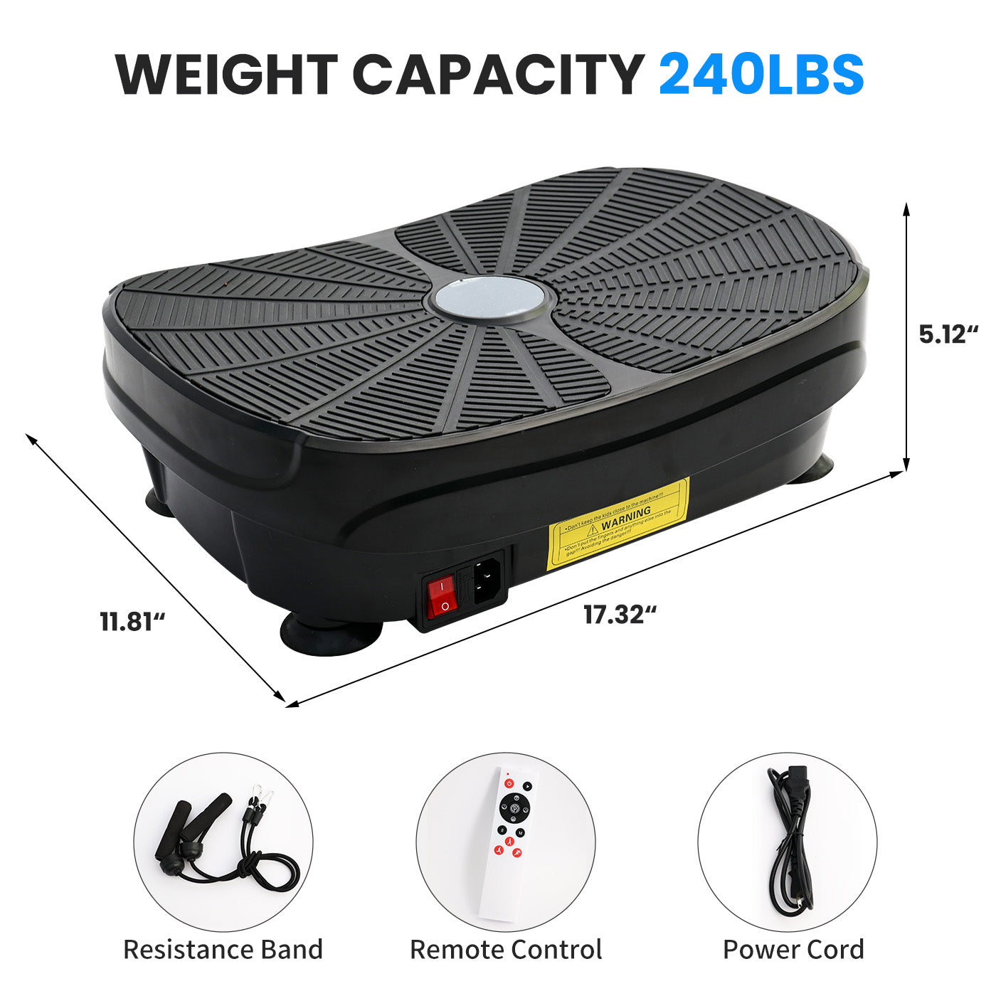 Vibration Plate Exercise Machine, Lymphatic Drainage Machine, Whole Body Workout Resistance Bands, Remote Control for Home Weight Loss and Training