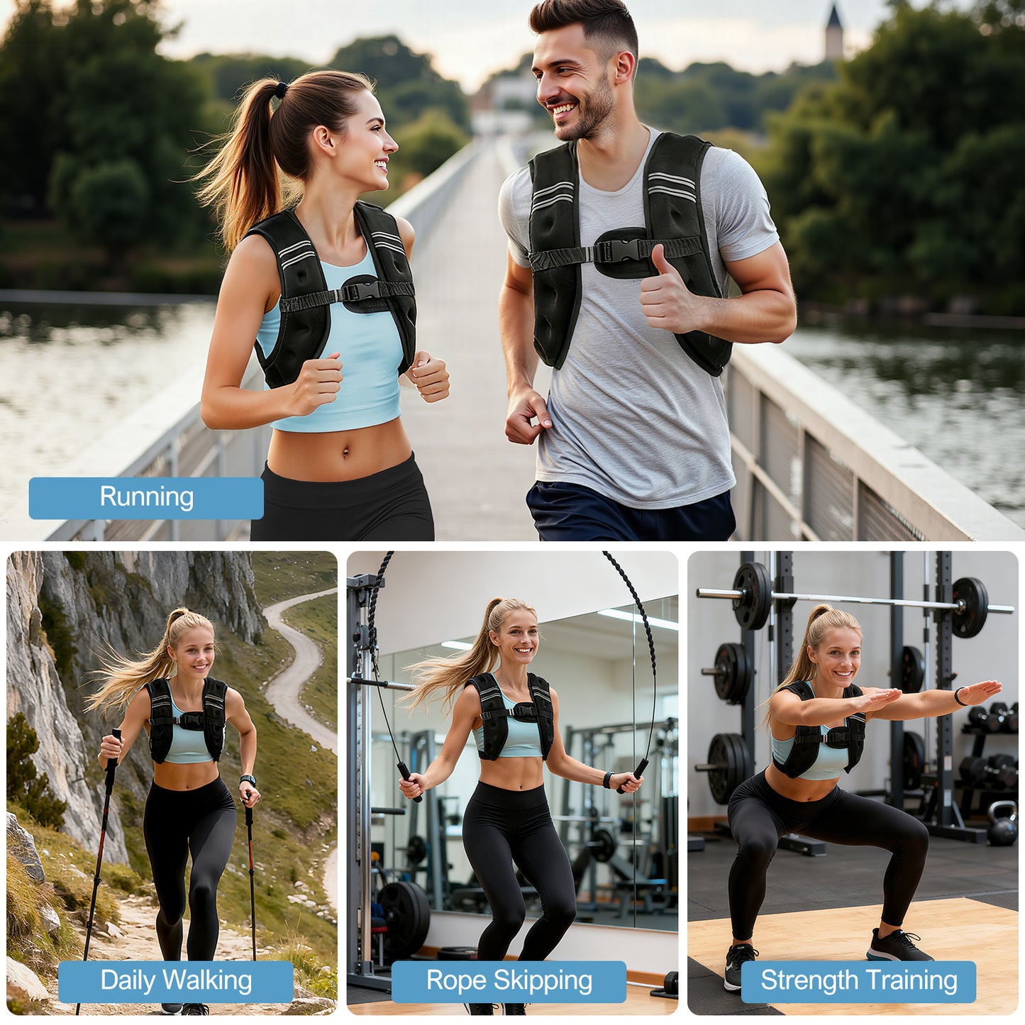 BAOKALER Weighted Vest for Fitness, 6lb with Reflective Strips£¬ Ideal for Men & Women, Strength Training, Running, Muscle Building & Weight Loss