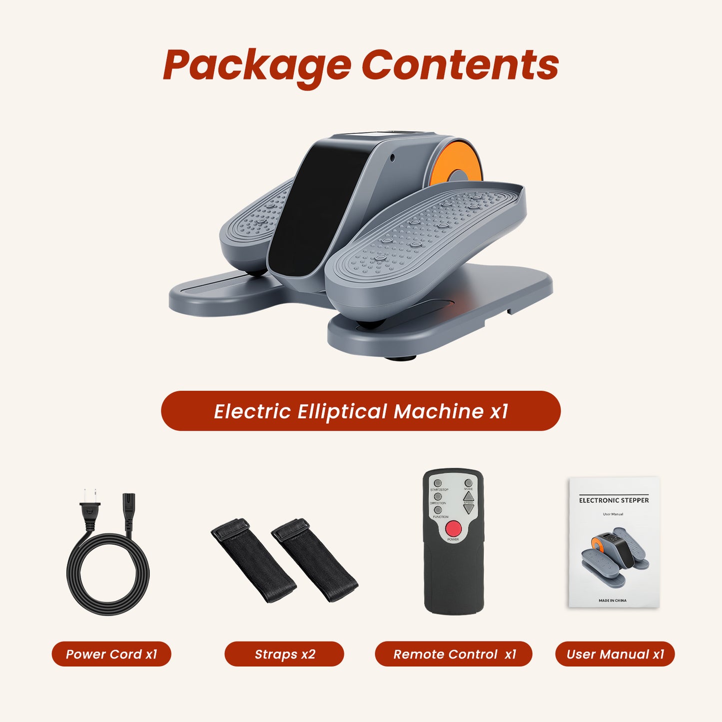 Under Desk Elliptical, Leg Exerciser for Seniors Fuly Assembled, Quiet & Portable Electric Seated Pedal Exerciser Adjustable Speeds, Gray