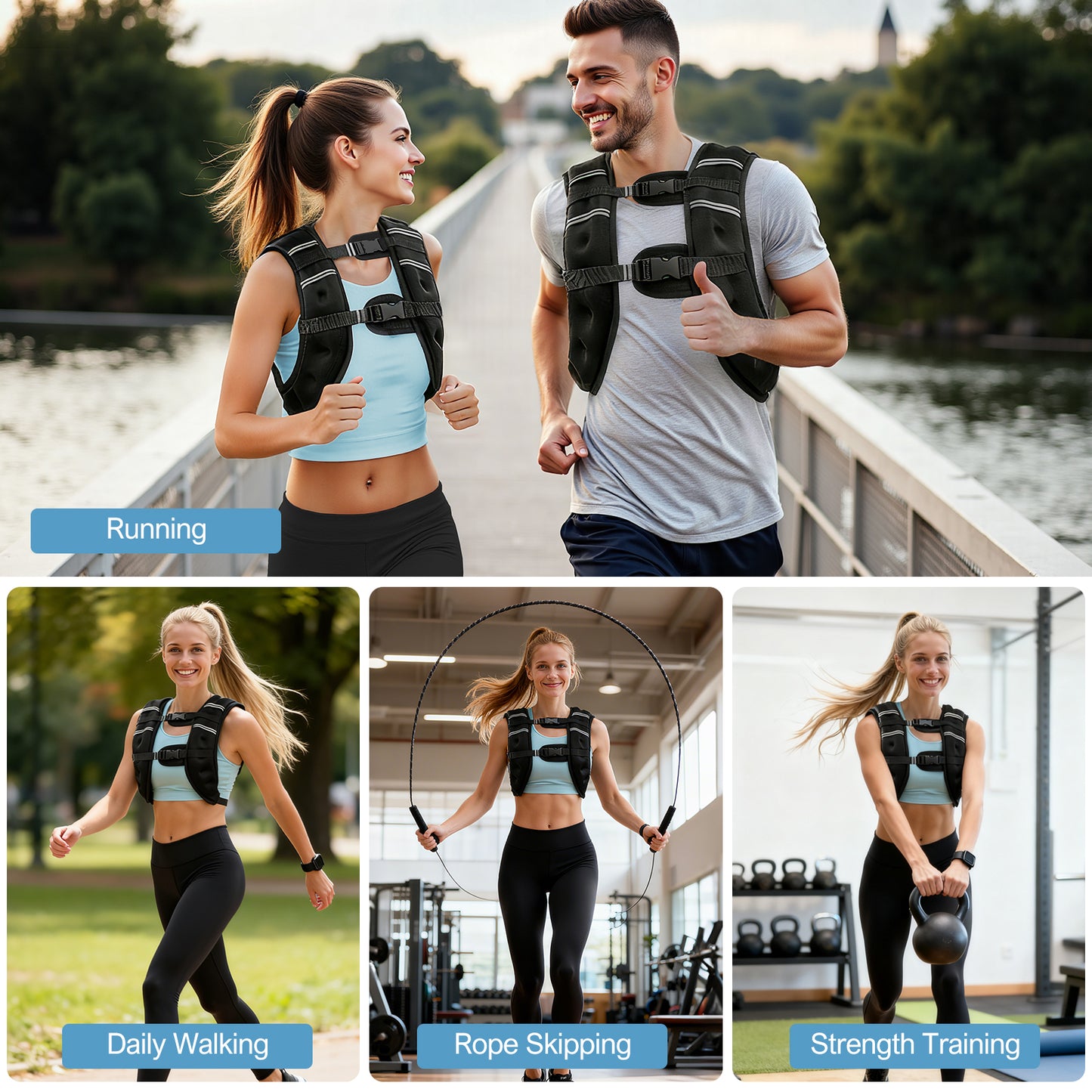 BAOKALER Weighted Vest, 12lb Running Vest Adjustable with Reflective Strips, Ideal for Men & Women for Strength Training, Running, Muscle Building & Weight Loss