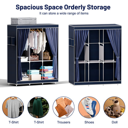 BAOKALER Dustproof Wardrobe Closet Storage Shelf, Non-woven Fabric Portable Closet Organizer, Dark Blue