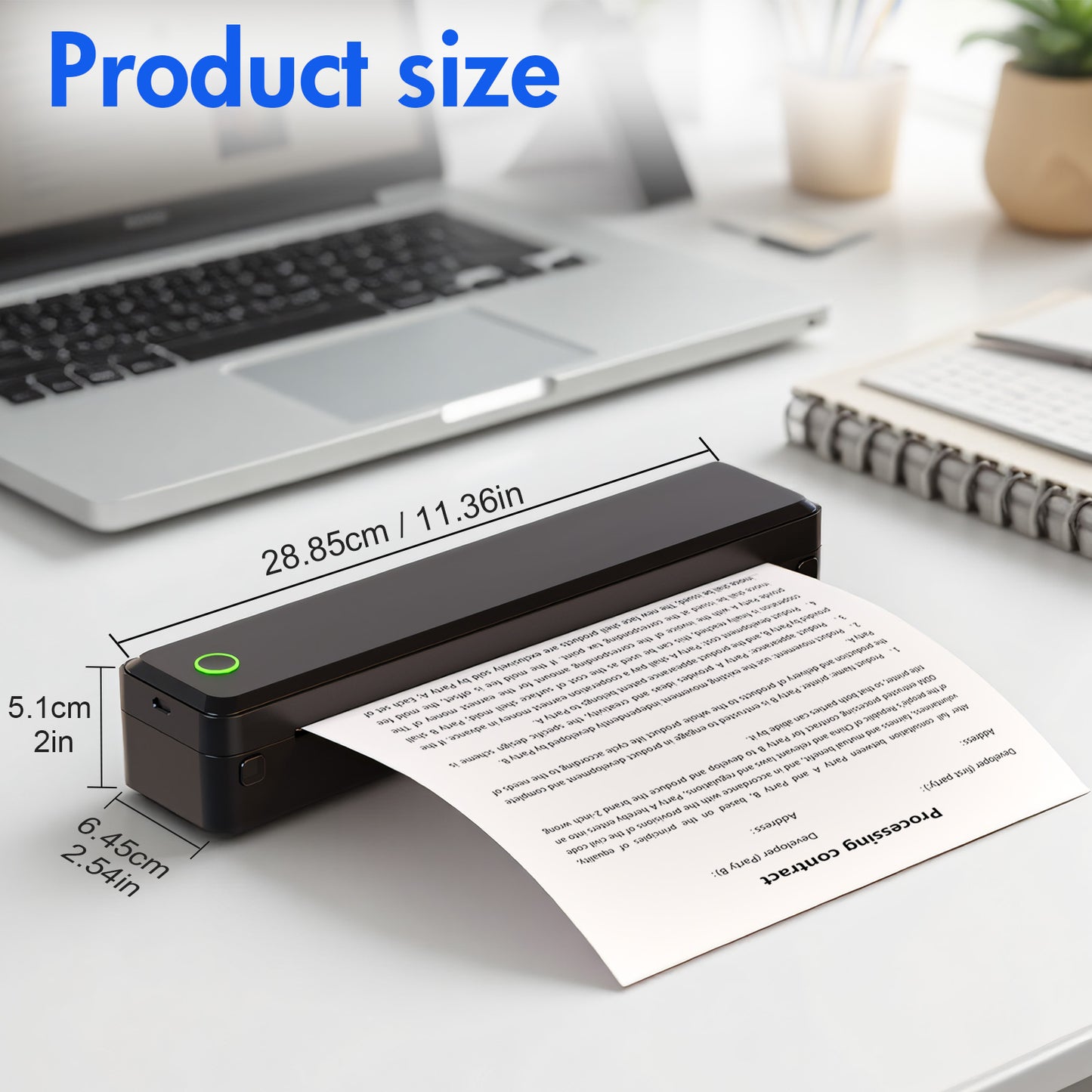 Baokaler Wireless Thermal Printer, Mobile Bluetooth Inkless Printer for Travel Home Use, Support US Letter/A4/A5/B5 Thermal Paper, Compatible with Android iOS Phone & Laptop