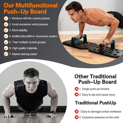 Rican Push up Board, Multifunctional Folding Push up Board, Portable Folding Push up Exercise Equipment, Suitable for Chest and Back Exercises, Fitness Strength Training Equipment