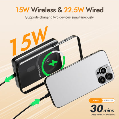 Portable Power bank, Magnatic Battery Pack, 10000mAh Magnetic Power Bank with Type-C Cable 20W Fast Charging Lighting Input Wireless Portable Charger for iPhone 16 15 14 13 12 All Series, Black