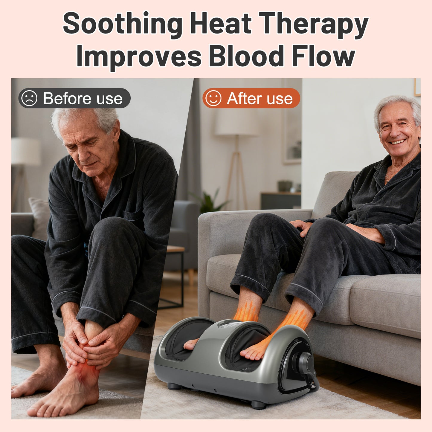 BAOKALER Foot Massager with Heat & Shiatsu For Plantar Fasciitis, Pain Relief & Heat Therapy, Deep Kneading Massage for Leg/Calf/Ankle, Ideal for Family and Friends, Black