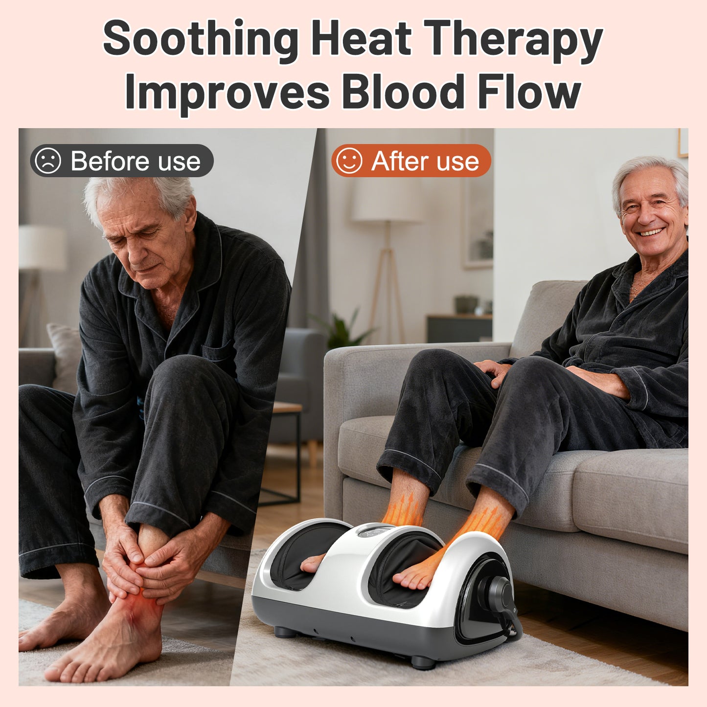 BAOKALER Shiatsu Foot Massager with Heat for Plantar Fasciitis, Pain Relief&Heat Therapy, Deep Kneading to Massage Leg/Calf/Ankle,Suitable for Family and Friends, White