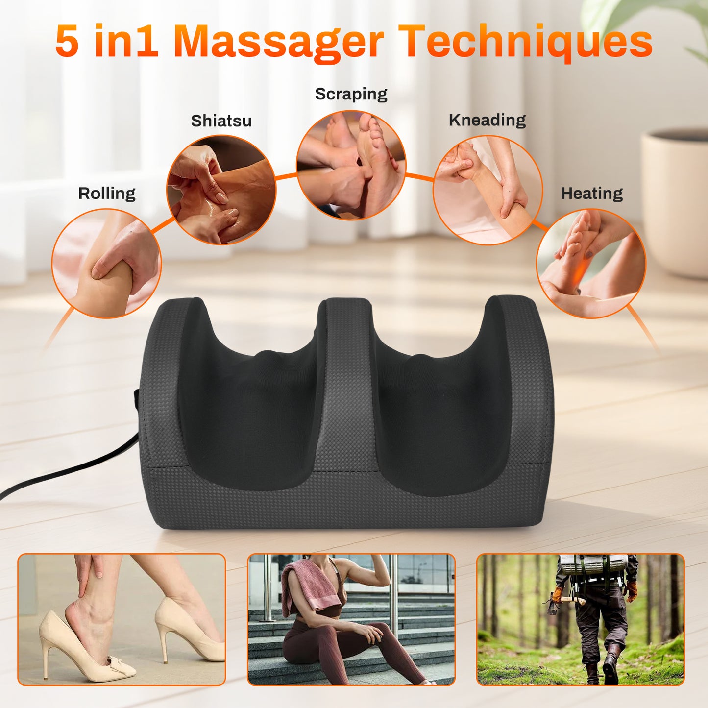 Shiatsu Foot Massager with Heat for Tired Foot Blood Circulation, FSA HSA Eligible, Black, Birthday Gifts for Mom Dad Men