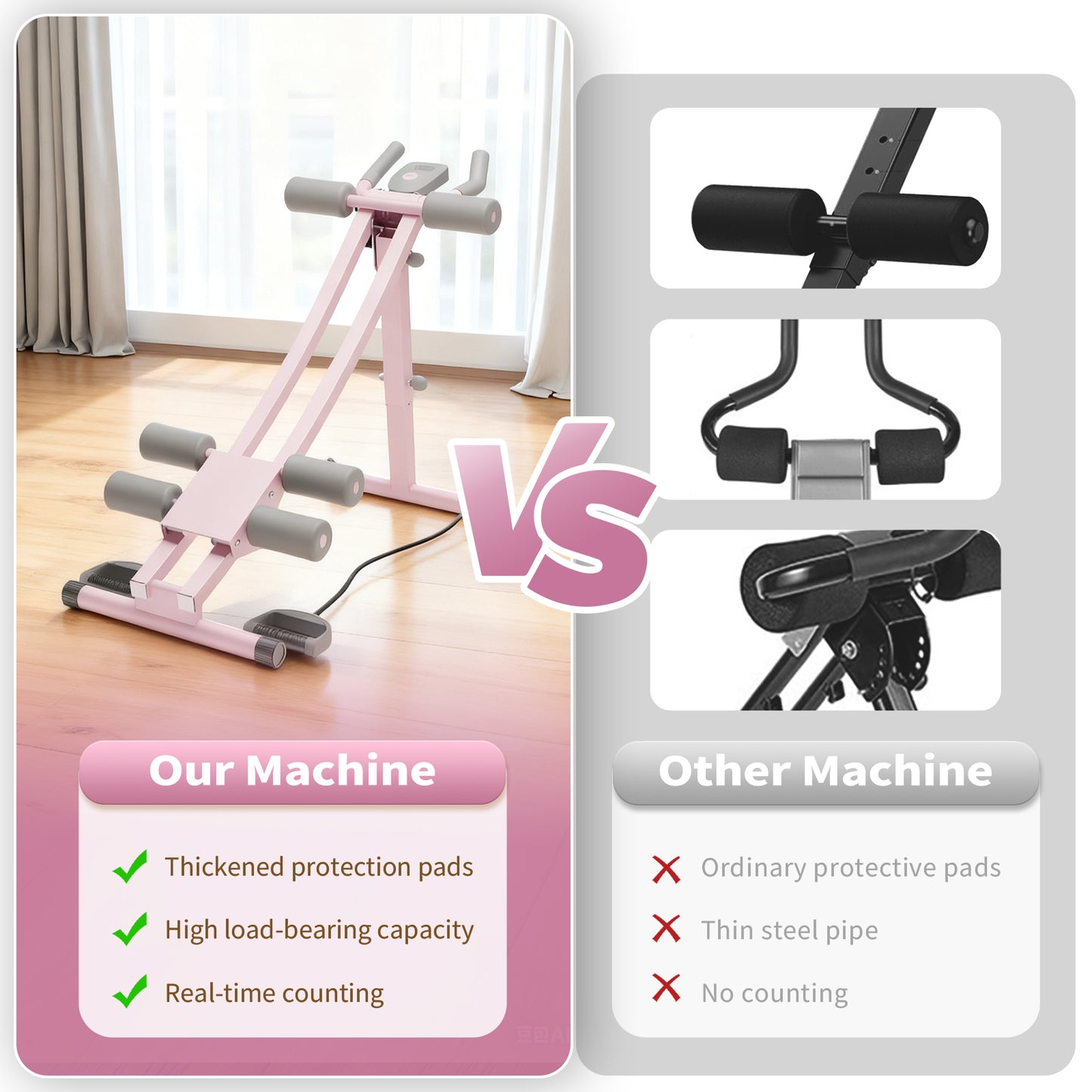 Ab Machine, Foldable Ab Trainer, Strength Training Crunch Trainer Adjustable for Core Workout & Fitness