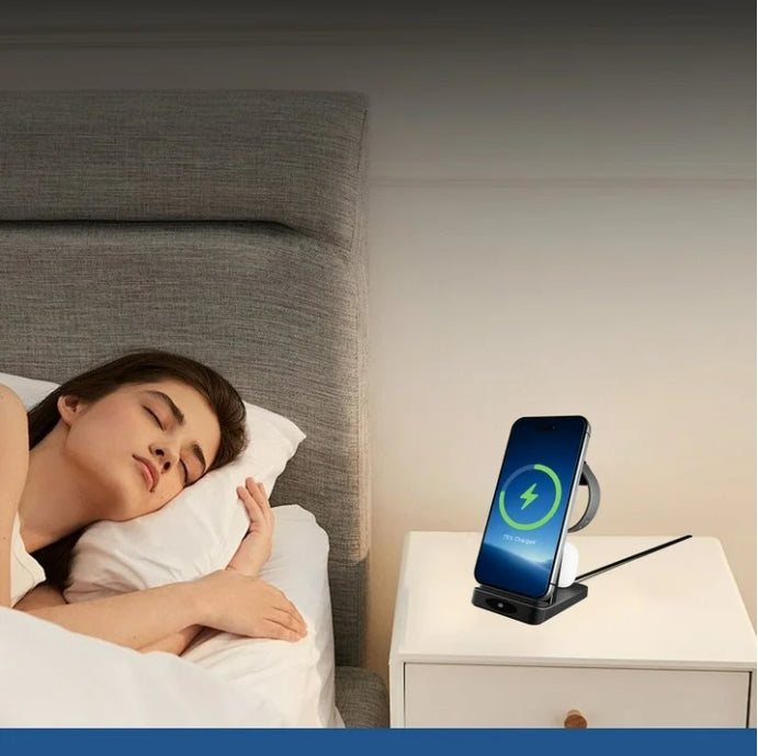 Magnetic Wireless Charger for iPhone Airpods iWatch: 3 in 1 Charging Station for Apple Multiple Devices, Black