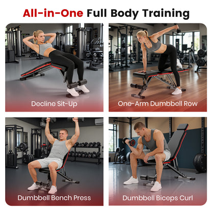Adjustable Weight Bench, Max Weight 700 Lbs Foldable Workout Weight Bench Press, for Home Gym Dumbbell Exercise, Incline Decline, Full Body Workout
